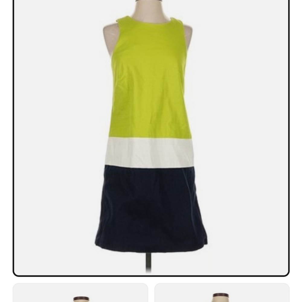 Crown & Ivy sz 4 Lime Green color block Textured Dress mid retro mid-century